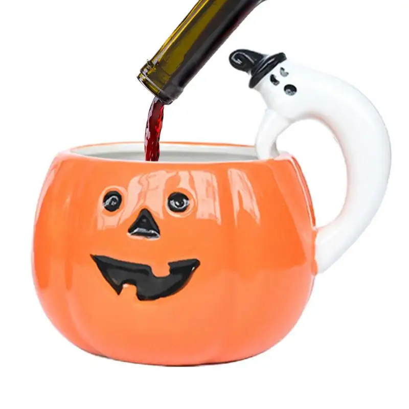 330ml Ceramic Pumpkin Cup 3D Hand Crafted Pumpkin Coffee Mugs Oatmeal Cup Creative Water Cup For Thanksgiving Halloween Gift