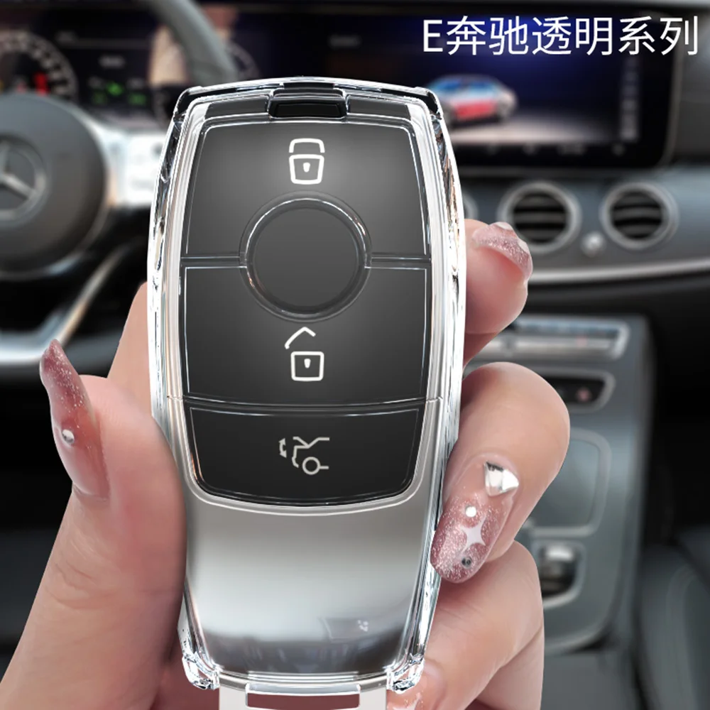 Прозрачный чехол для автомобильного ключа из ТПУ Mercedes Benz E C S GLC Class E200 E260 E300 E320 E400 E63