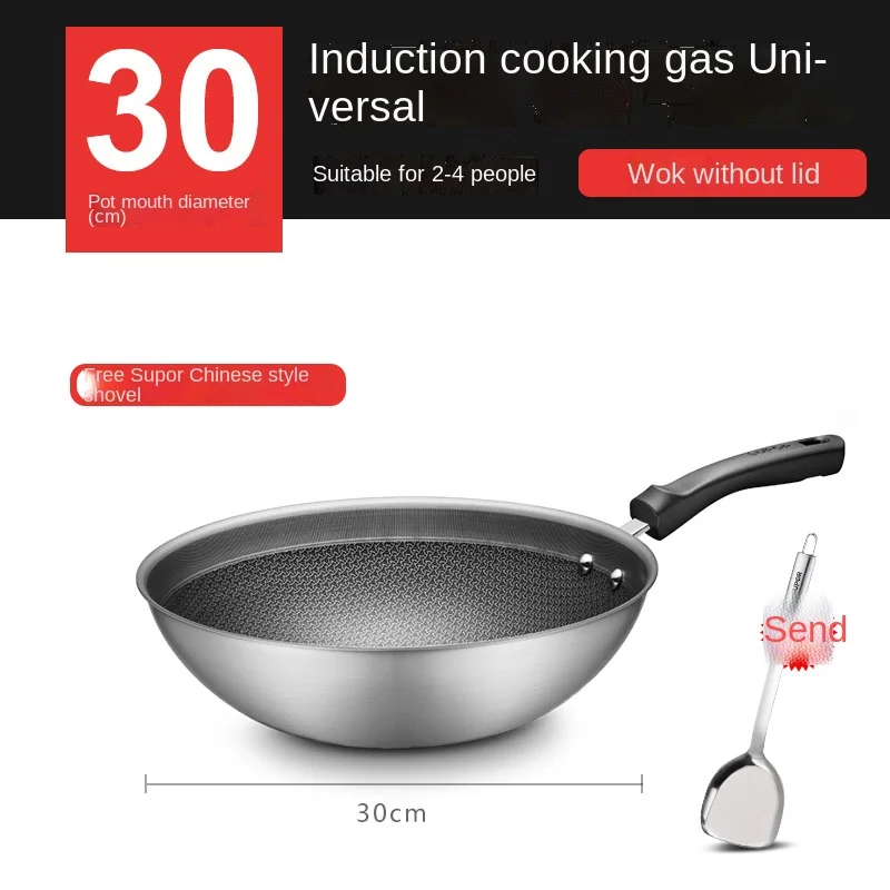 Stainless Steel Wok Honeycomb Non-Stick Pan Household Less Lampblack Induction Cooker Gas Stove Frying | Дом и сад