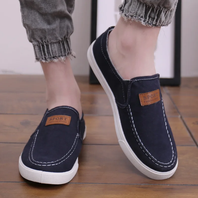 

New Fashion Men Canvas Shoes Casual Sneakers Flat Slip On Loafers Breathable Comfortable Mens Vulcanized Shoes Zapatillas Hombre