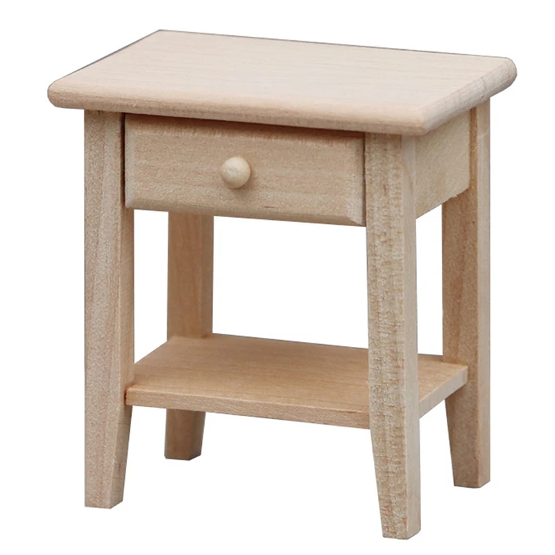 

1pc 1:12 Dollhouse Wood Handcrafted Bedside Table Toy 1/12 Dollhouse Furniture Model Decoration Mini Living Room Cabinet