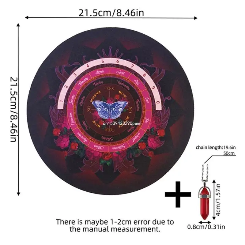 Коврик для гадания с хрустальным маятником комплект ожерелья резиновый
