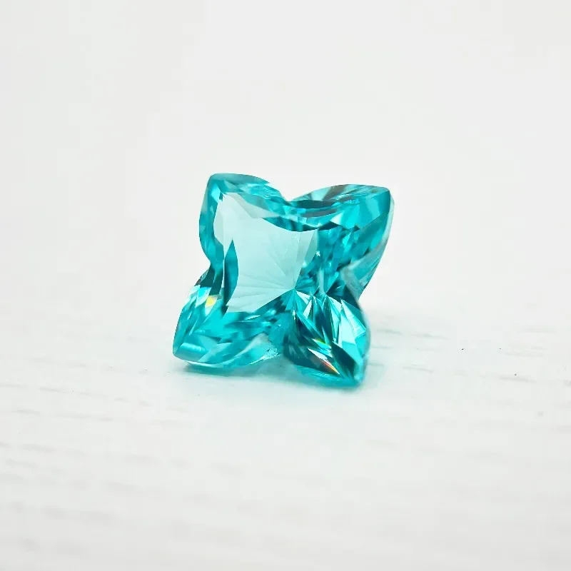 Фото Искусственно выращенный Paraiba с огранкой «Квинкункс», неоново-синий цвет, для изготовления ювелирных изделий своими руками, инкрустации колец и ожерелий, с возможностью выбора, сертификат AGL №4