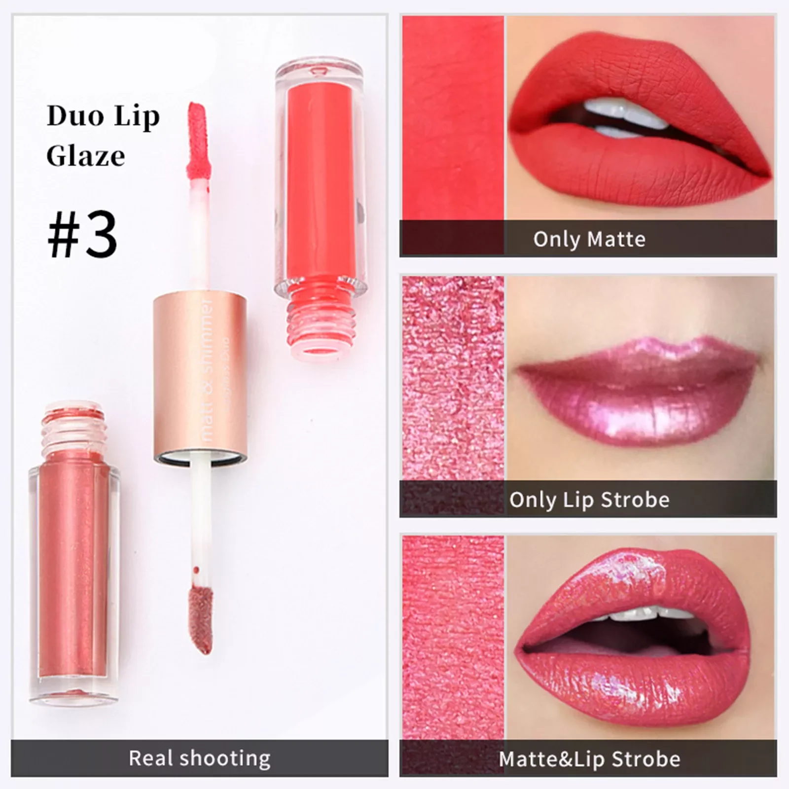 

NEW2023 Double Ended Lip Gloss 6 Colors Shiny Lip Oil Moisturizing Color Lip Gloss Lip Glaze 3ML*2