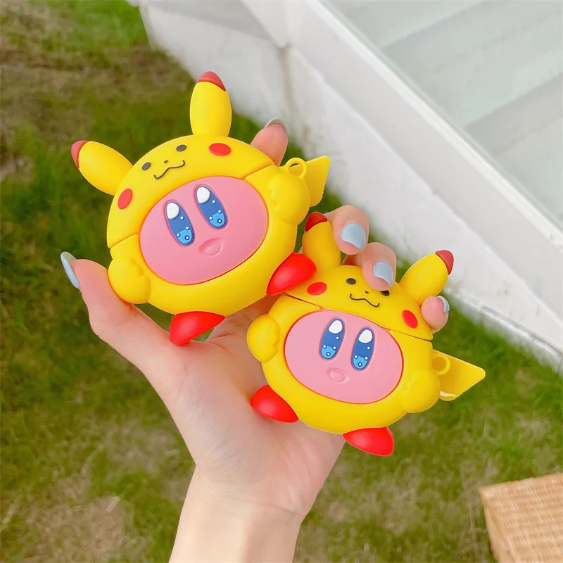 

Kirby Pokemon Pikachu Cute Cartoon Keyring Soft Earphone Keychain Cover Case For Airpods 1 2 3 Pro Headphone Box Protective