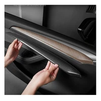 2 pcs car interior accessories dry carbon materials interior trim dashboard panel trim sticker formodel 3 y 2021