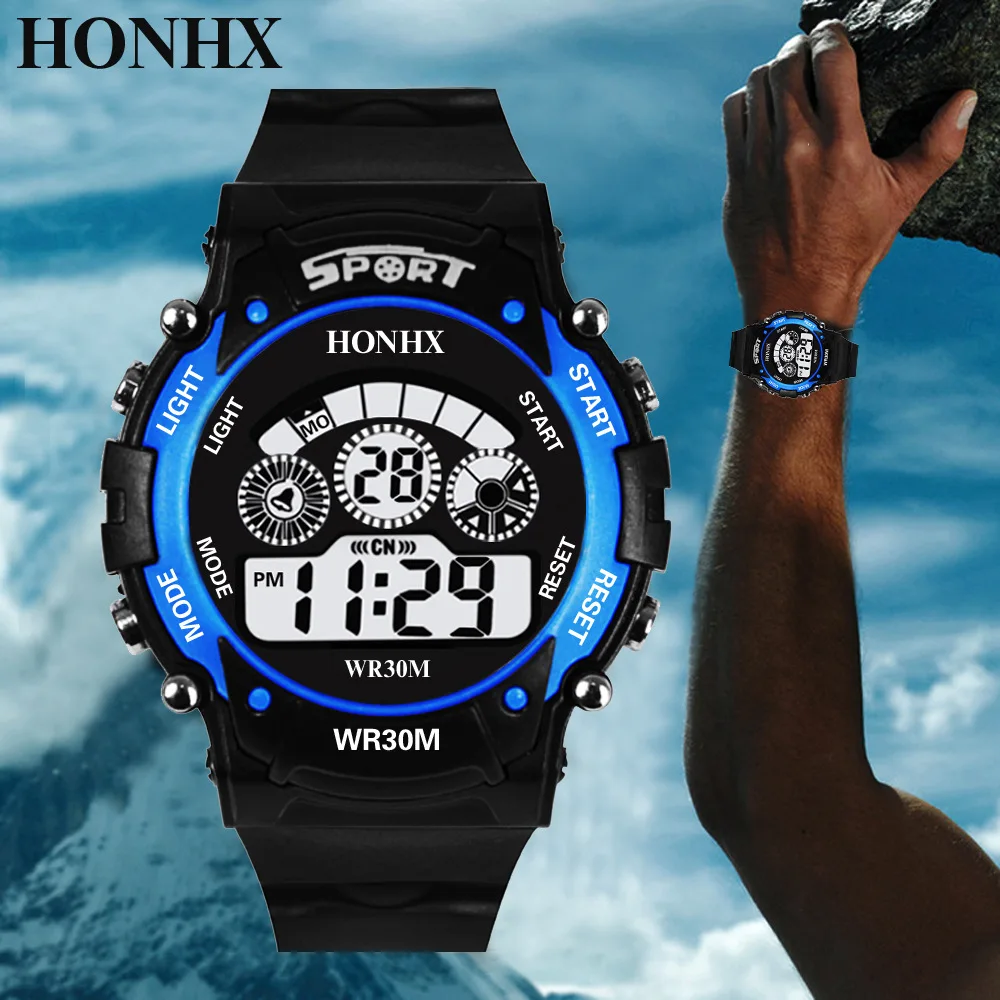 

HONHX Sports Digital Watches for Men Waterproof Lighting Display Electronic LED Watch Multi-functional Mens Watch reloj hombre