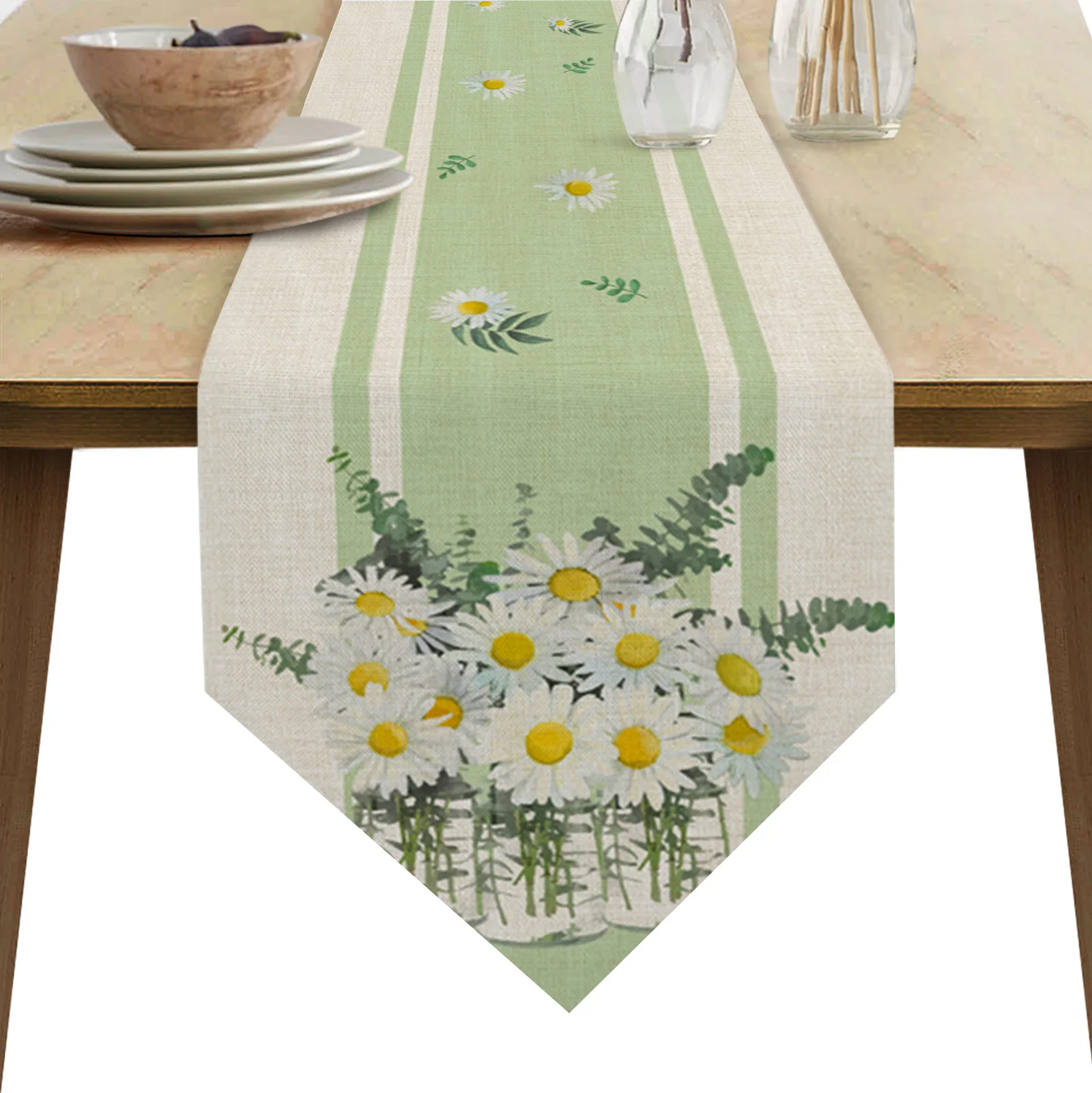 

Daisy Flower Vase Table Runners Wedding Table Decoration Tablecloth Holiday Party Dining Decor Table Cover