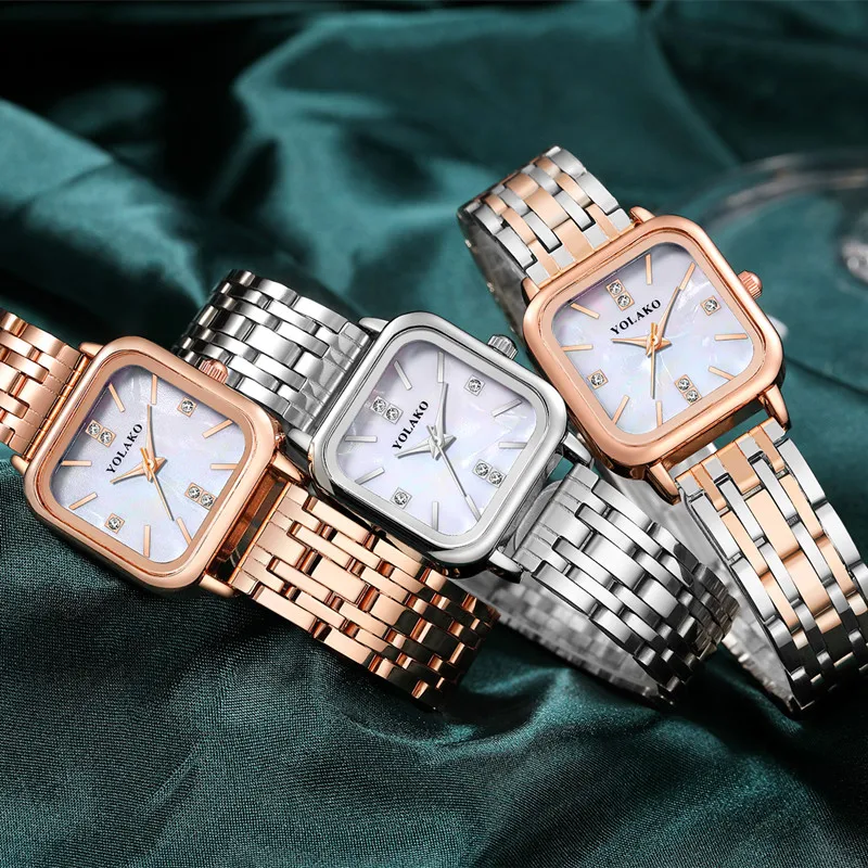 

Часы наручные женские кварцевые с квадратным циферблатом, роскошные элегантные модные повседневные, из нержавеющей стали