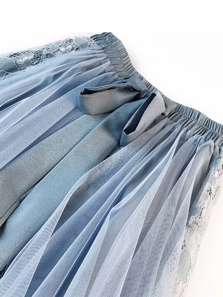 Модная юбка-пачка из тюля Женская длинная юбка макси Корейская Милая