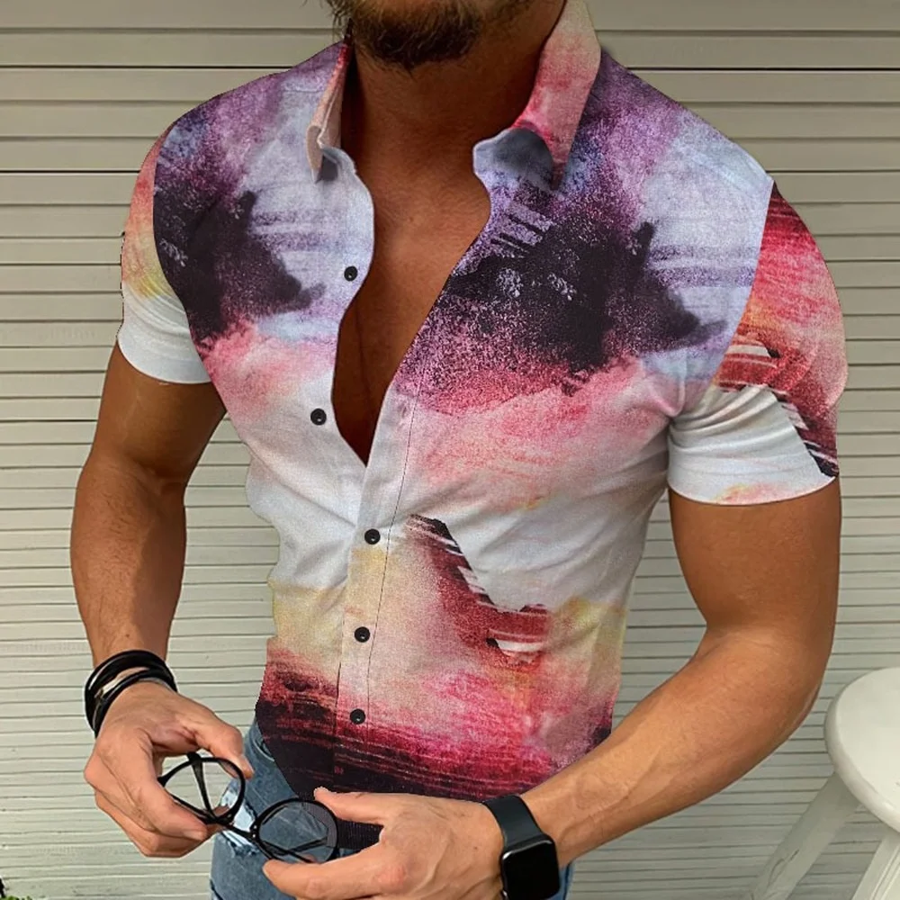 

Men's Printed Beach Short Sleeve Floral Shirt Cardigan