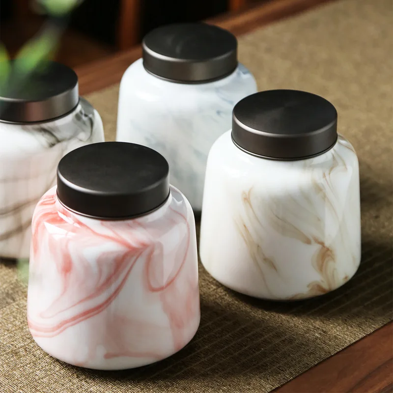 

Creative Marble Storage Jar Candy Nuts Coffee Beans Sealed Jar with Lid Exquisite Jewelry Box Storage Tea Tin Kitchen Container
