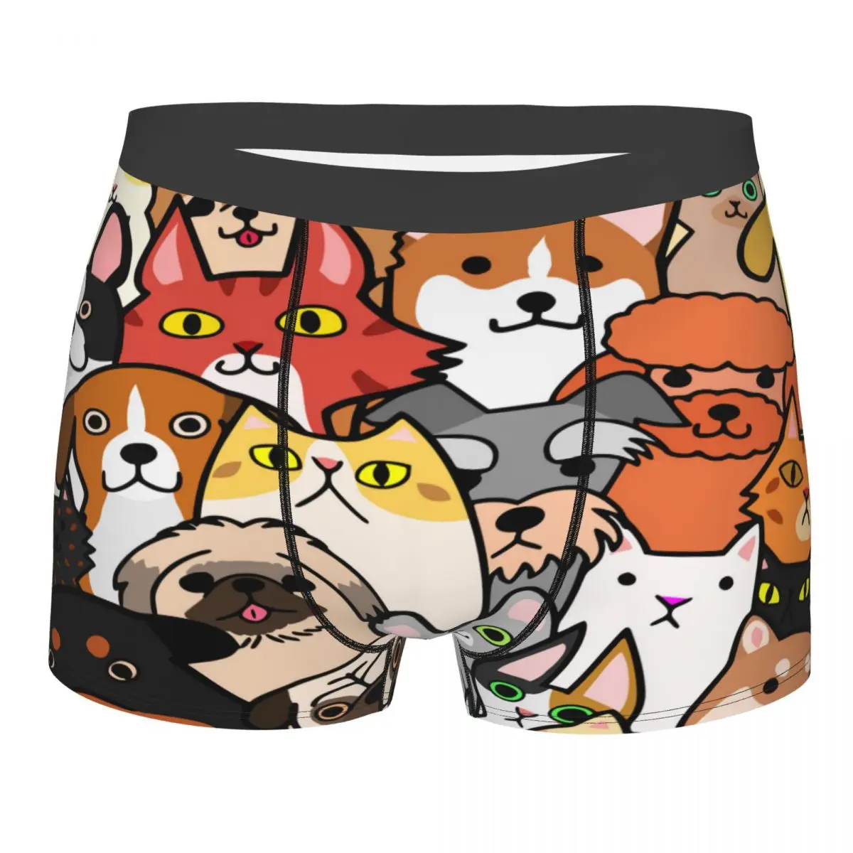 

Men's Panties Underpants Boxershorts Doodle Dogs And Cats Faces Underwear for Man Sexy Male Boxer Shorts