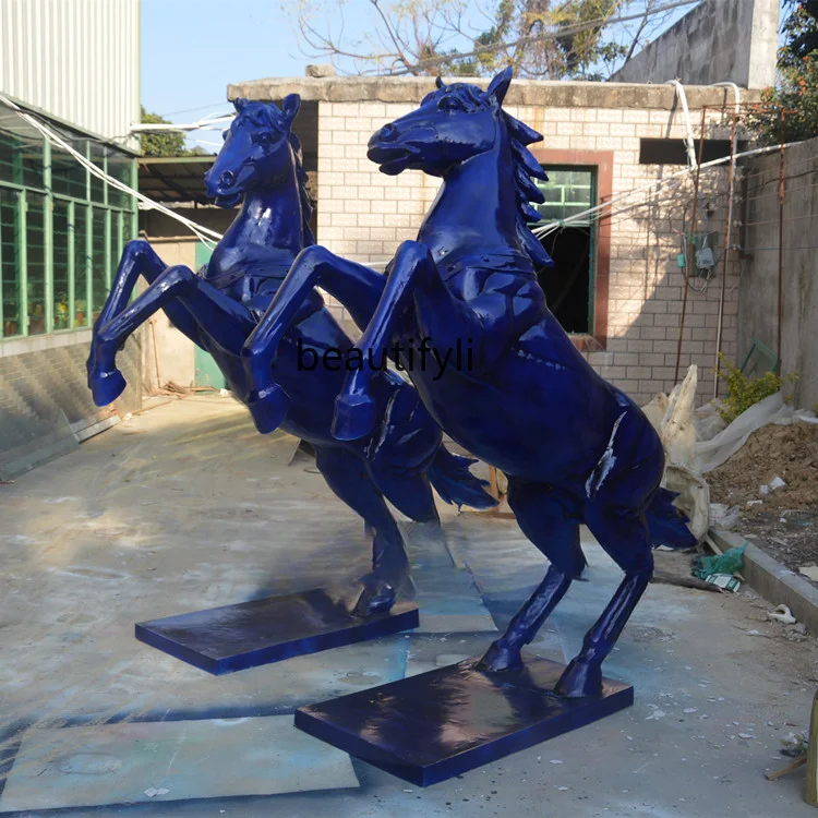 

Frp крупная имитация скульптура животного для отеля Ktv мягкая мебель Черная лошадь орнамент