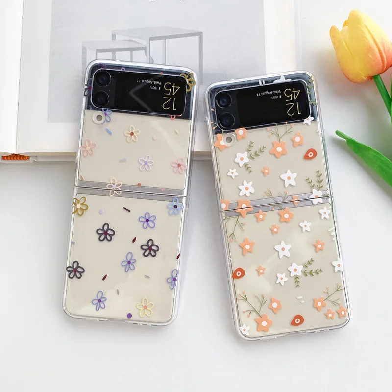 Модный прозрачный чехол с цветочным принтом для Samsung Galaxy Z Flip 6 ZFlip 5 4 3 чехлы