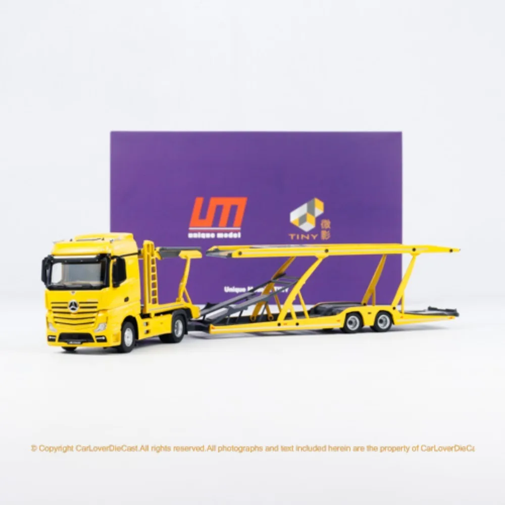 Фото Уникальная модель 1:64 Scania HINO Ranger 500, двухэтажный мост-транспортер, прицеп Benz, полусъемная модель автомобиля из сплава, литая под давлением, игрушка №5