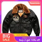 2022 Черная мужская кожаная куртка в стиле милитари, Европейский Размер 3XL, Натуральная Воловья кожа, зимнее теплое короткое пальто с авиацией