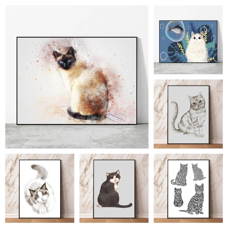 

Hot Anime Poster Cat Animals Christmas Gifts Picture Print Wall Classic Modern Living Room Children's Bedroom Dcor
