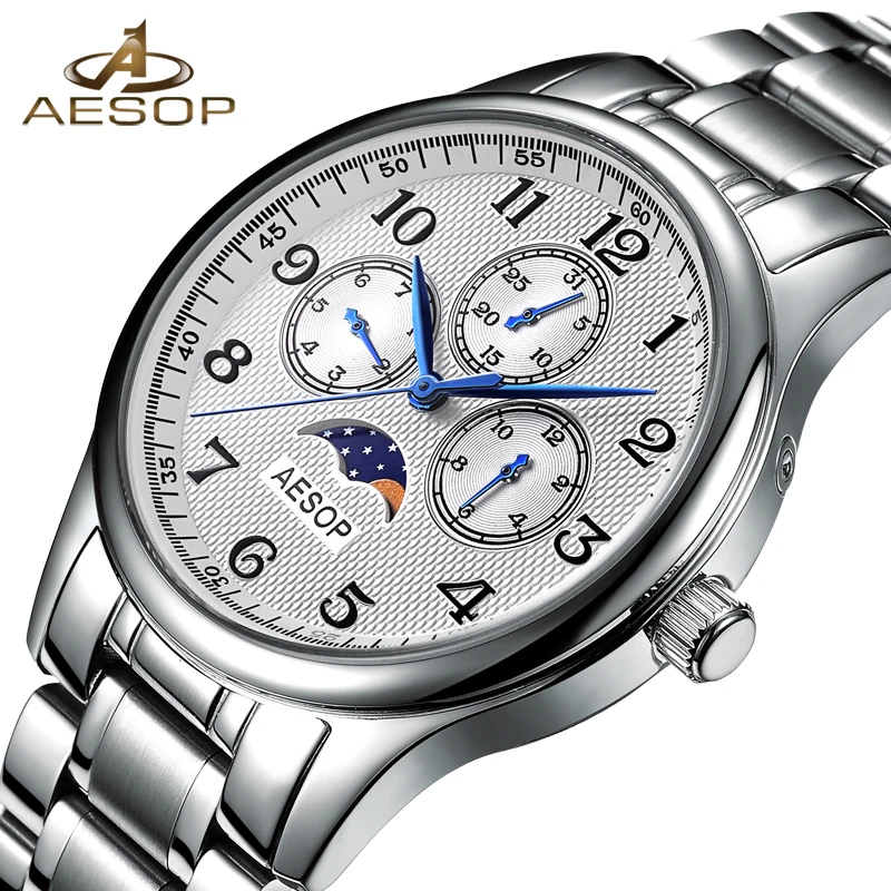 

AESOP Fashion Men Watch Men Week Display Sapphire Crystal Quartz Wrist Wristwatch Male Clock Relogio Masculino erkek kol saati
