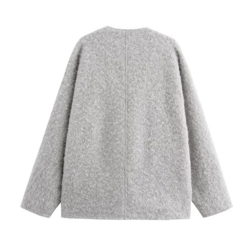 TRAF кардиган на шнуровке женский осенний модный с v-образным вырезом и длинными