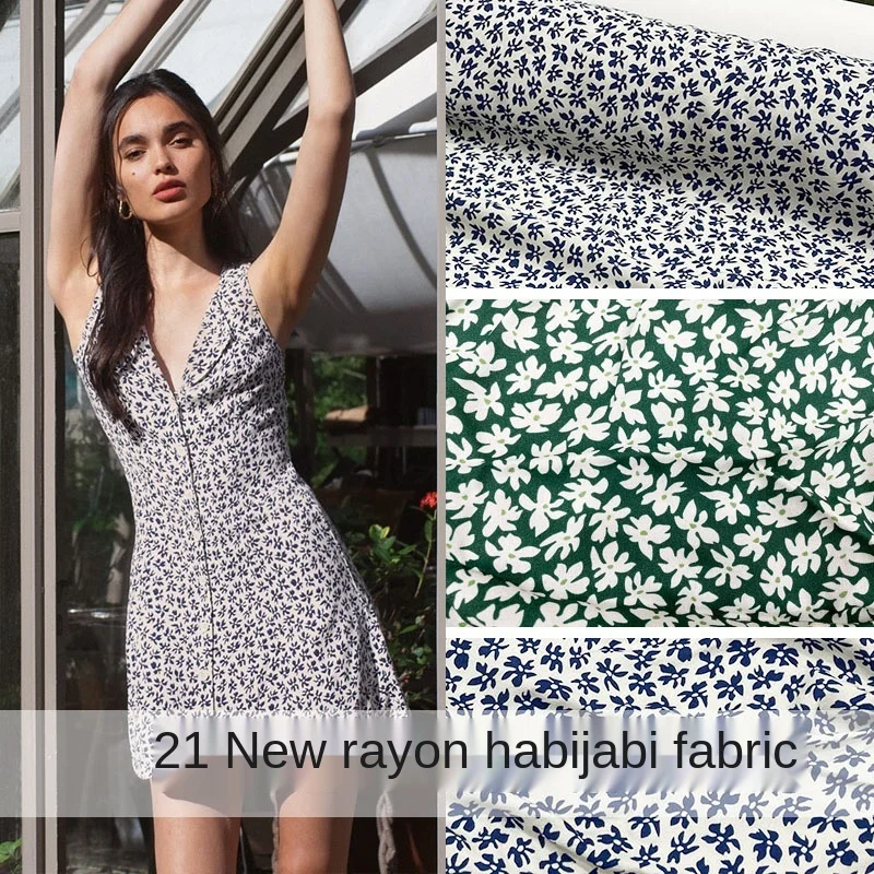 

Small Flower Print Fashion Polyester Green Fabric Factory Custom Women's Shirt Clothing Fashion Fabrics Cloth