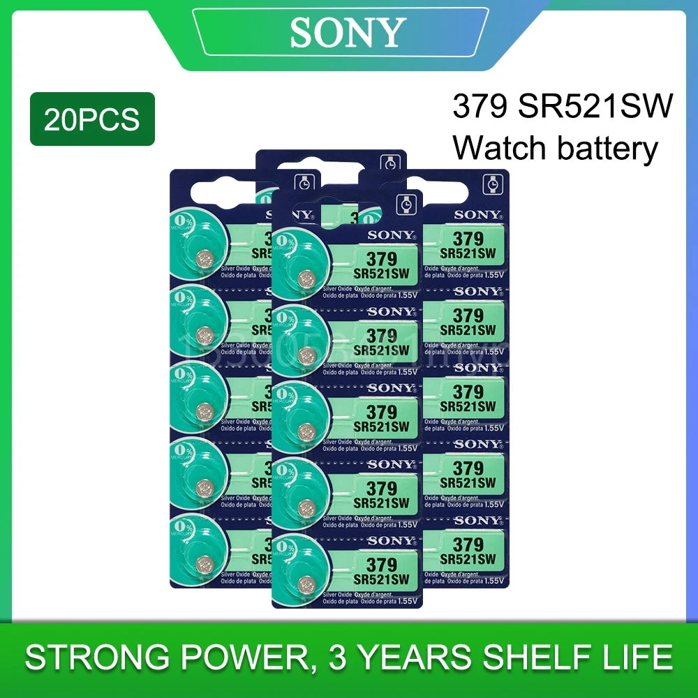 20PCS SONY 379 SR521SW AG0 D379 SR63 V379 1.55V Silver Oxide