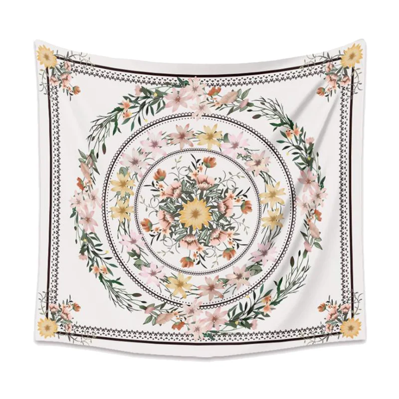 

Mandala Tapestry Floral Wall Tapestry Sketched Flower Plant Tapestry Bohemian Tapestry for Room(78.7 x 59.1 Inches)