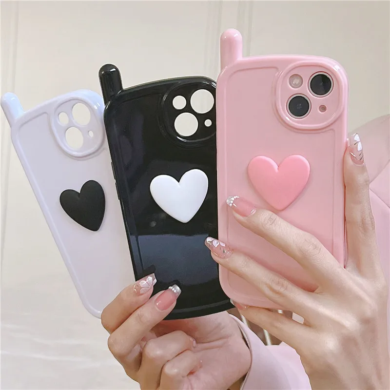 

Japan Cute 3D Mobile Phone Silicone Phone Case for iphone 13 12 Pro Max 11 X S XR 7 8 Plus Love Heart Soft Cover