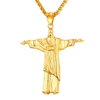 collare cristo redentor rio pendant goldblack color jewelry stainless steel necklace women men christ the redeemer statue p297