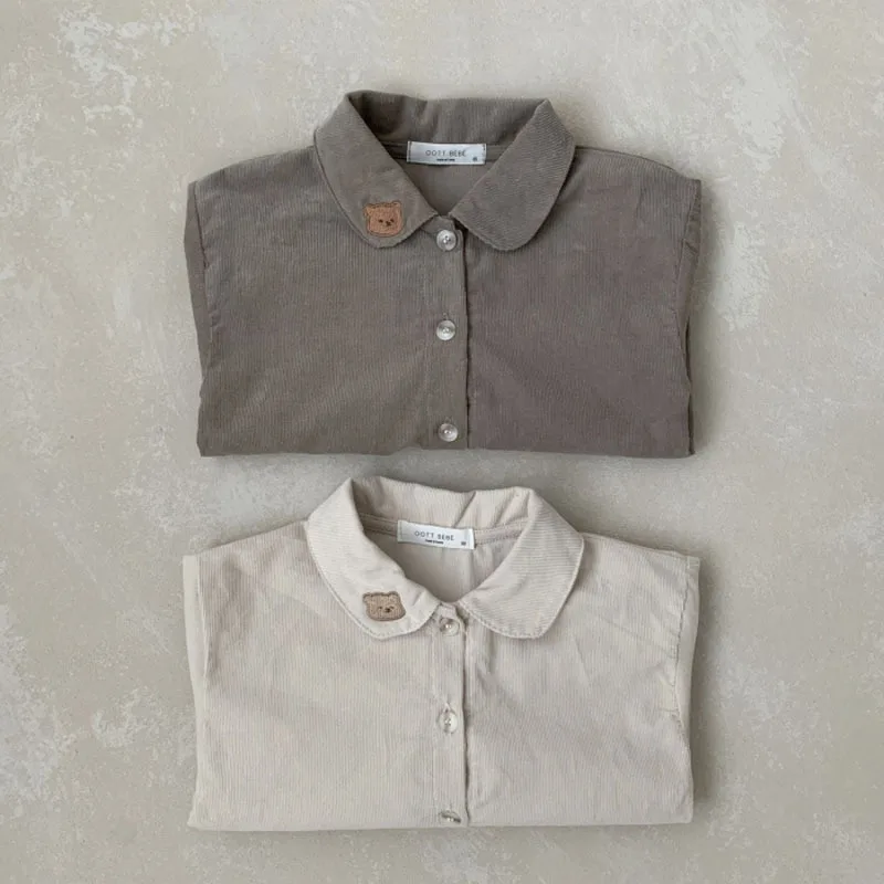 Новинка 2022 Детские рубашки с вышивкой медведя хлопковые отворотами для