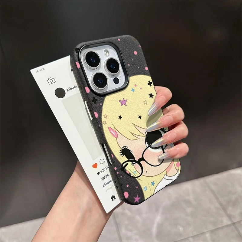 Чехол для телефона из ПУ кожи с текстурой личи для девочек, для iPhone 17, 16, 15, 14, 13, 12 Pro Max, Mini, 11, XR, SE, XS, 8, 7 Plus, ProMax (art.: 3920db7c0fb2c) - 3920db7c0fb2c