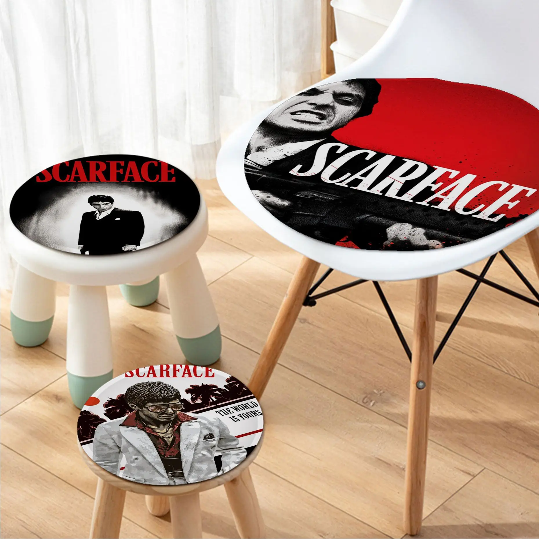 

Scarface Movie Nordic Printing Seat Pad Household Cushion Soft Plush Chair Mat Winter Office Bar Stool Seat Mat