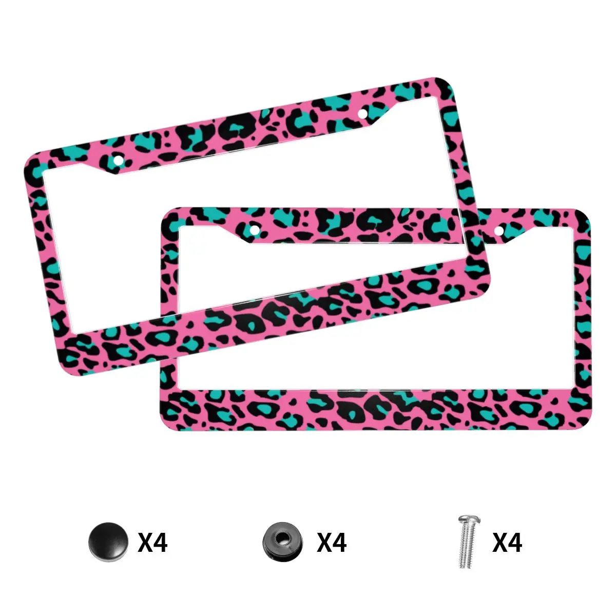 

Рамка для автомобильного номерного знака с розовым леопардовым рисунком, 2 упаковки, держатель для номерного знака с 2 отверстиями, рамка для автомобиля для женщин, мужчин, автомобилей США