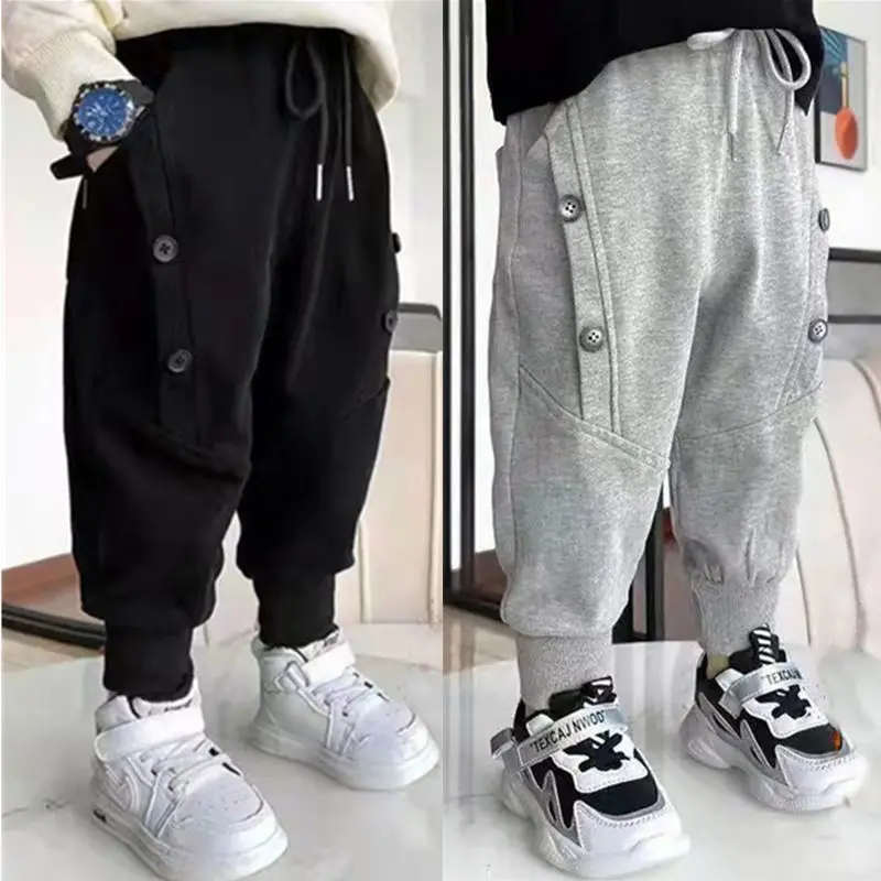 

Spring And Autumn New Children'S Design Sense Pants Plus Velvet Boys And Girls Sports Casual Sweatpants Baby Pants High Quality