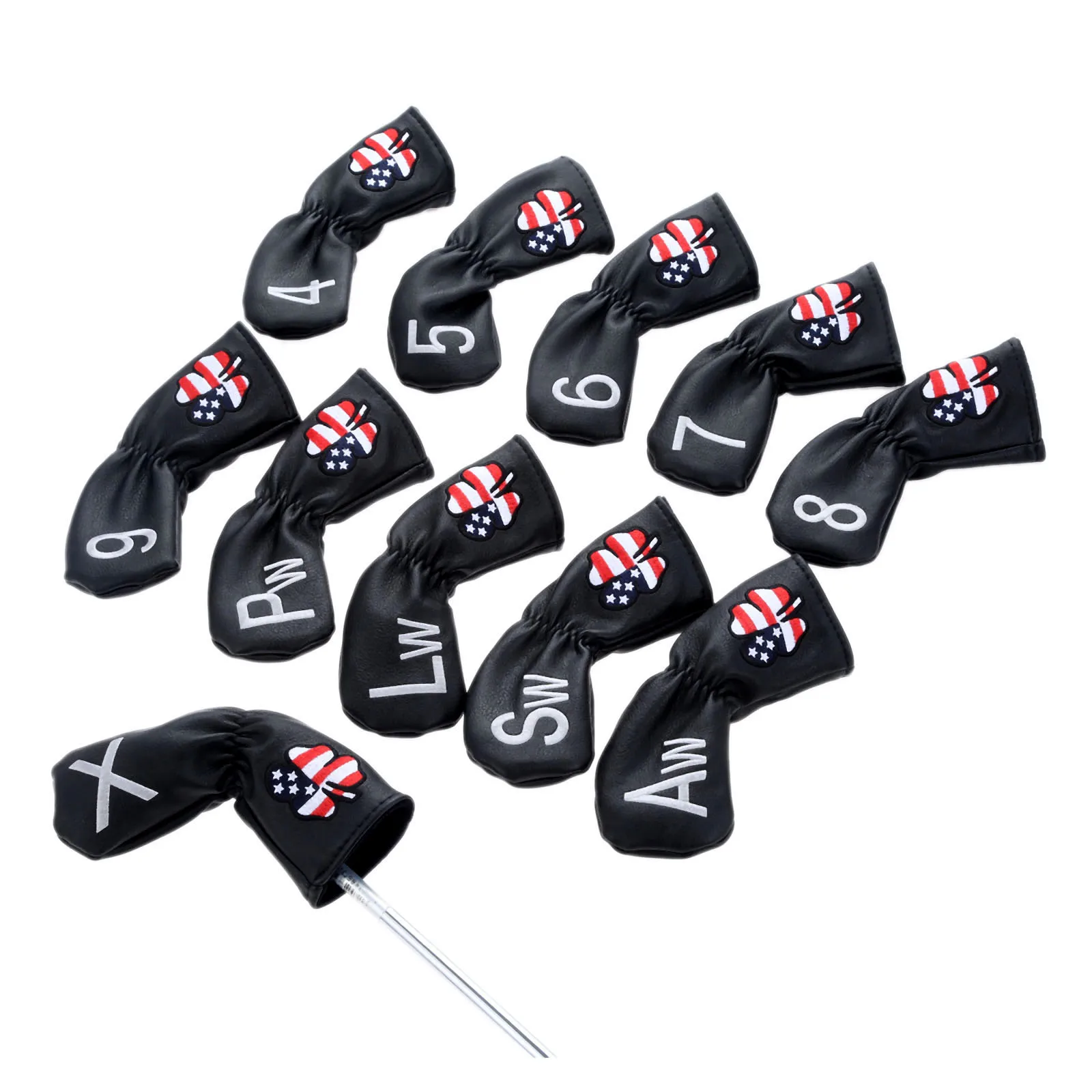 Head Covers Soft Pu Leather Golf Irons Headcover Wiht Number Printed 4,5,6,7,8,9,aw,sw,pw,lw,x