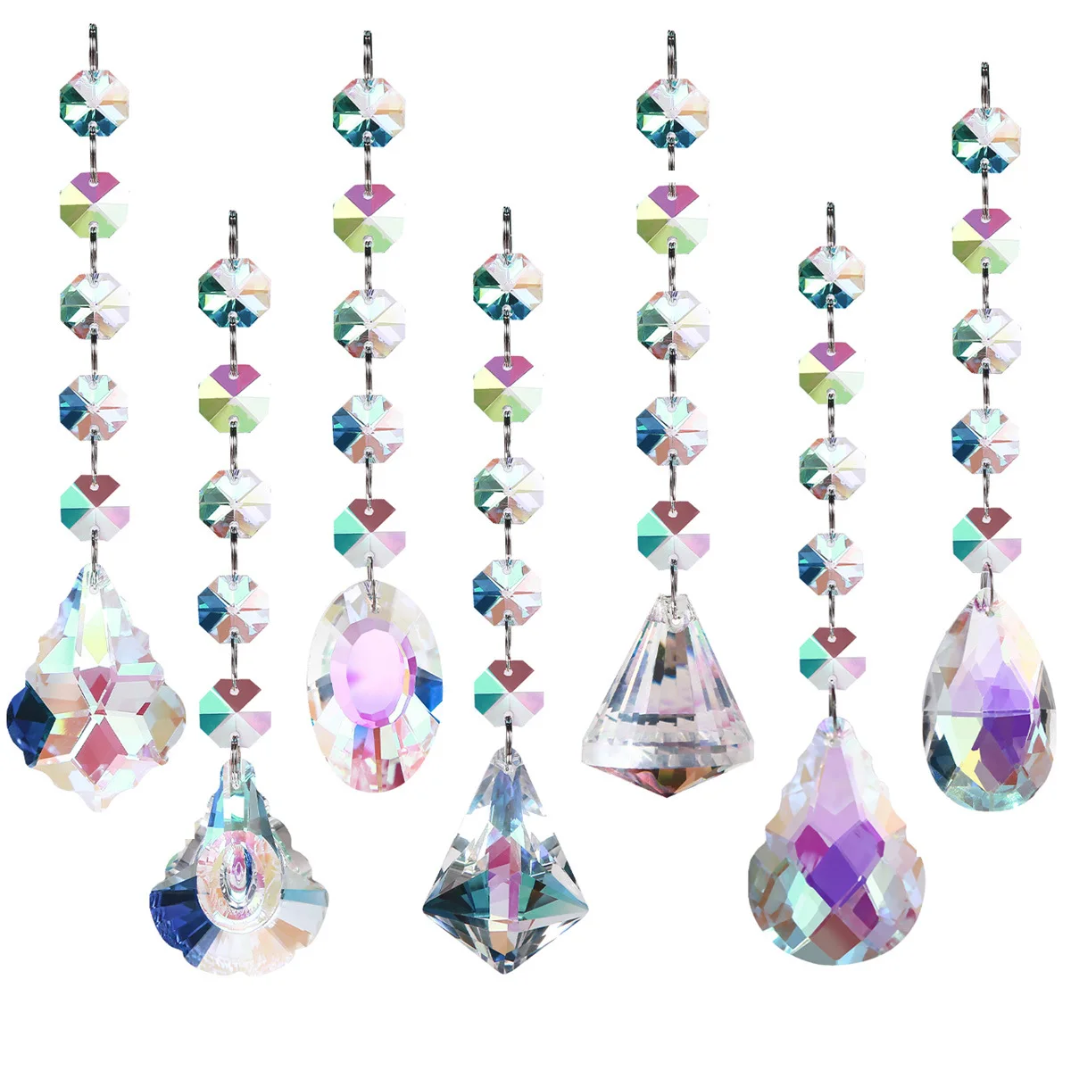 

AB Color Octagonal Bead Curtain Pendant Sun Catcher DIY Ornaments Wedding Garden Bedroom Decoration Wind Chimes Decorative Craft