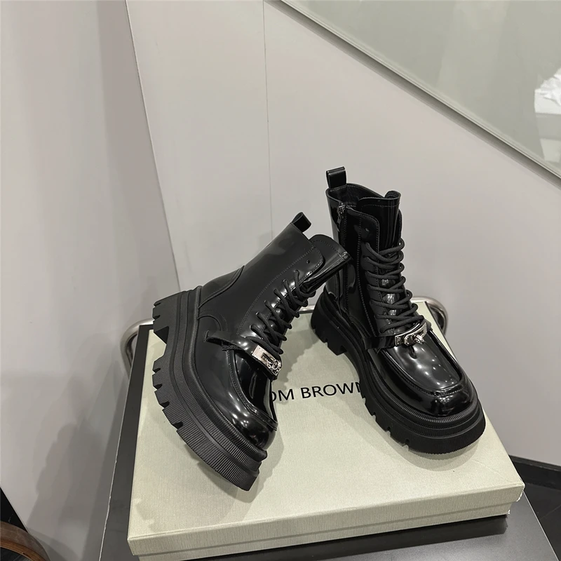 AIYUQI Marton Boots For Women Autumn Genuine Leather Ankle Boots For Women platform British Style Motorcycle Boots For Ladies