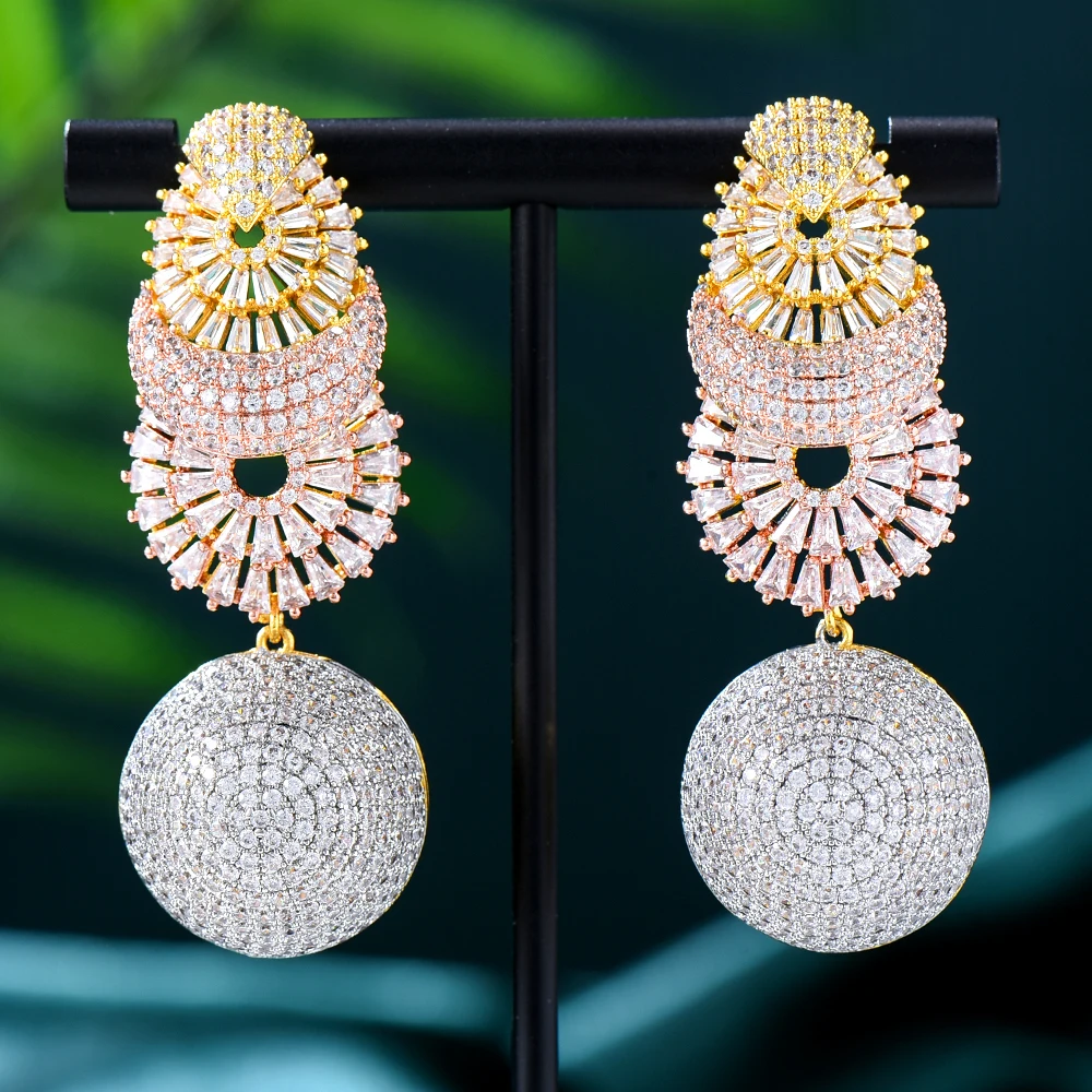 

Missvikki Luxury CLAWS Trendy Ball Earrings Cubic Zircon Indian Earrings for Women Wedding Engagement Party JEWELRY GIFT