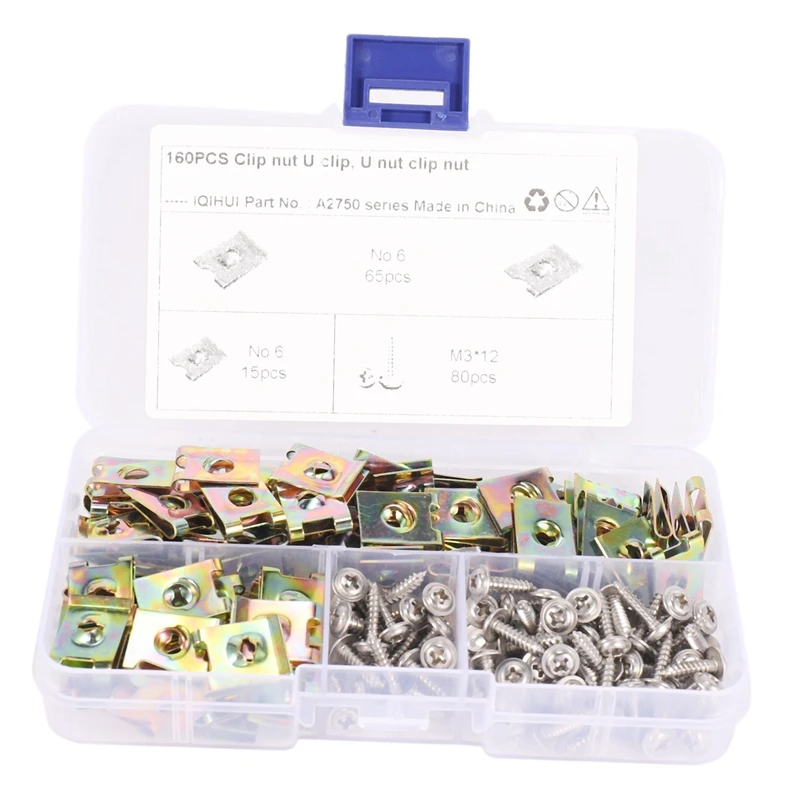 

160Pcs M3 Spring Clip Kit Fixed Nut Stainless Steel U-Shaped 80Pcs Set M3 Spring