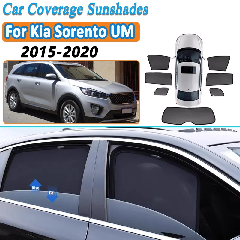 Фото Для Kia Sorento 2015-2020 UM MK3: Сетчатые солнцезащитные шторки на окна, магнитные шторки для конфиденциальности, защита от комаров, автоаксессуары №1