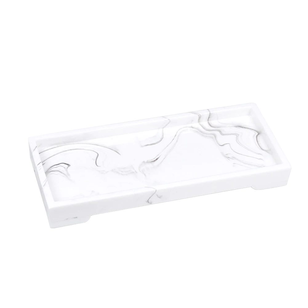 

Cosmetic Organizer Home Hotel Modern Simple Rectangle Storage Holder Marble Pattern For Counter Candle Rings Soap Bathroom Tray