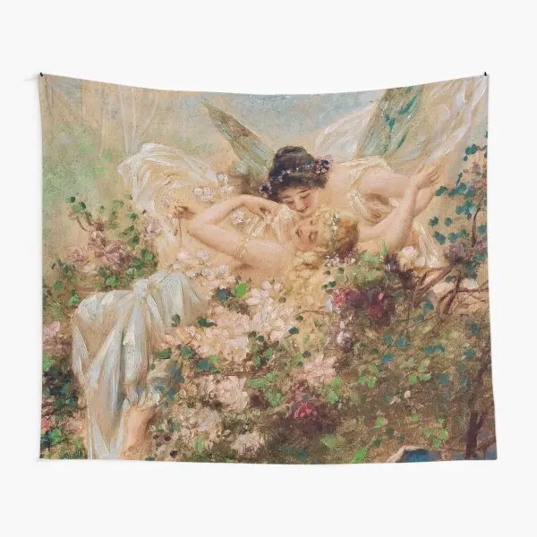 

Два феи, обнимающие в пейзаже, смешной гобелен, напечатанное домашнее одеяло для йоги, покрывало для спальни, украшение для гостиной