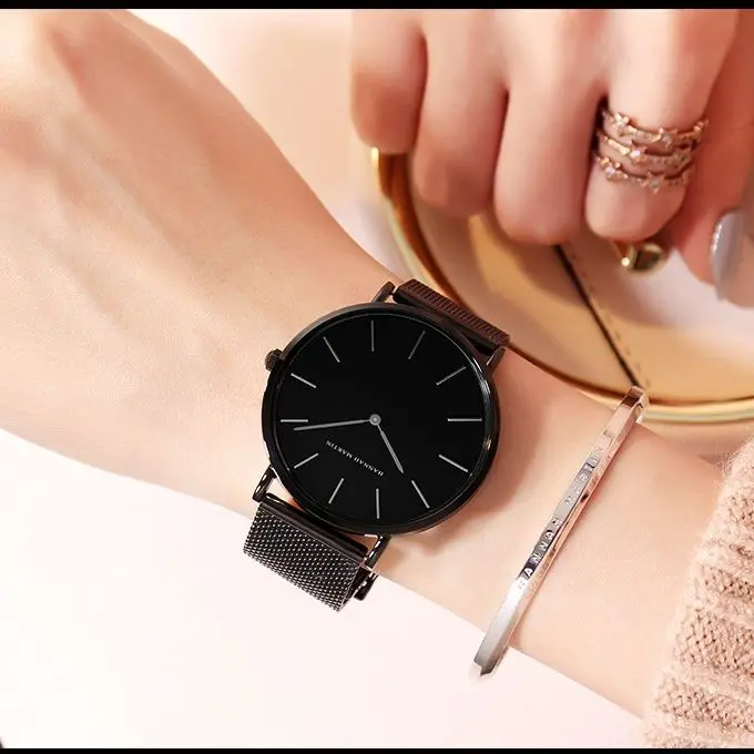 Часы Hannah Martin женские водонепроницаемые простые универсальные кварцевые