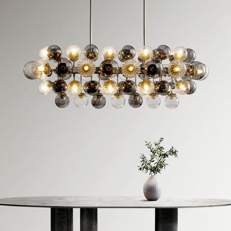 

Nordic Dining Room Luxury Glass Globe G9 LED Chandelier Metal Pendant Chandelier Lighting Indoor Luminarias Fixtures Lamparas