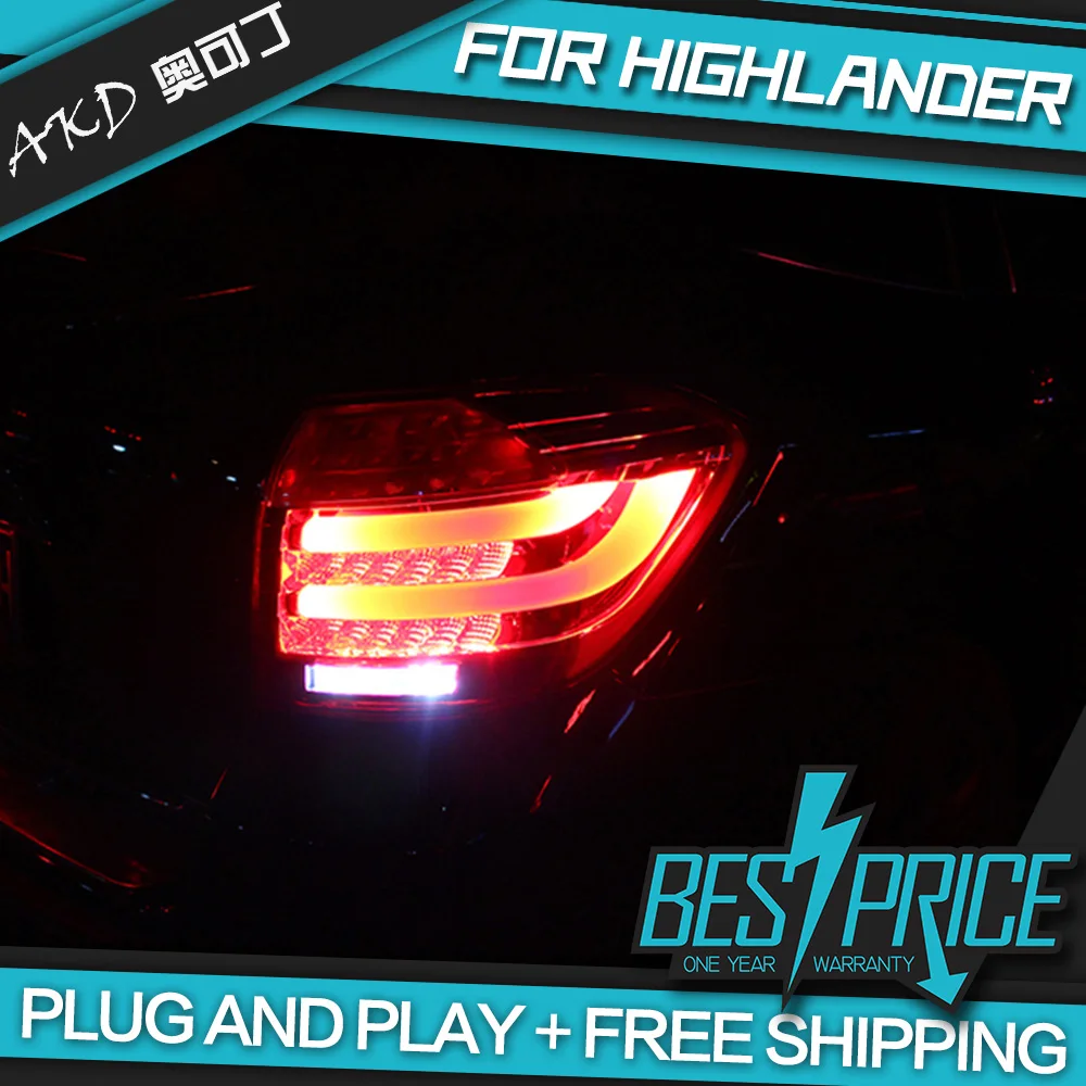AKD тюнинг автомобильных задних фонарей для Toyota Highlander 2012-2014 задние фонари