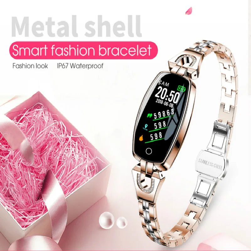 

VBDK Fashion Women Smart Watch 0.96" OLED Heart Rate Blood Pressure Monitor Pedometer Fitness Tracker Waterproof Smartwatch