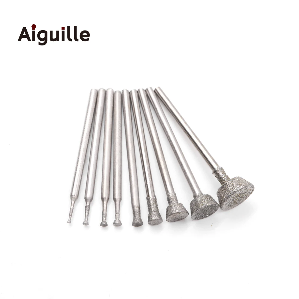 20 шт., алмазный шлифовальный наконечник типа Е, хвостовик 2,35 мм, 120 #, алмазный шлифовальный наконечник 0,5-8,0 мм, зубчатые шлифовальные насадки, точка шлифования