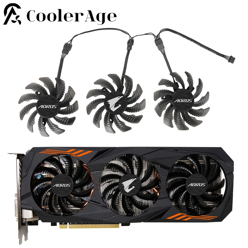 

Кулер для видеокарты Gigabyte AORUS GeForce GTX 1060 1070 Ti, 78 мм