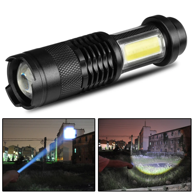 

Adjustable zoom light 10 watt mini LED flashlight with built-in battery Lantern flashlight aluminum 2000 cycling camping fishing