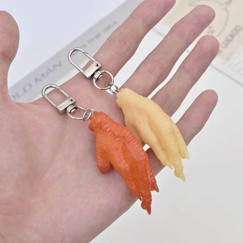 

Simulation chicken claw key chain creative fashion food model student bag car key pendant Women ornaments jewelry gift llaveros